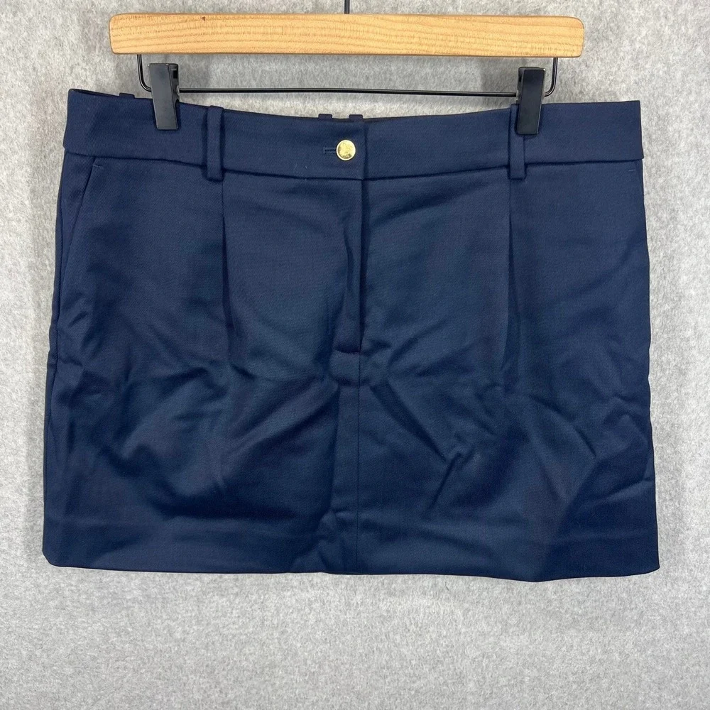J.Crew Collection Trouser Mini Skirt Womens 14 Navy Wool Twill Blend NWT!